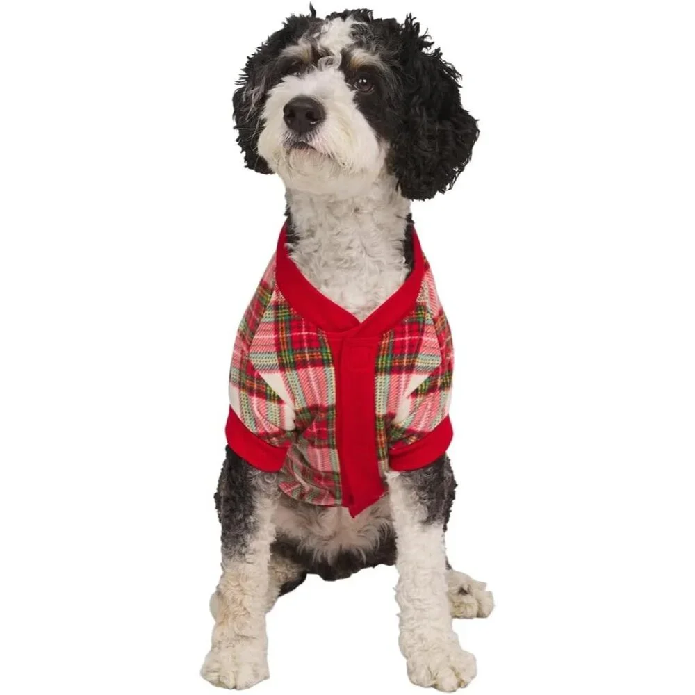 Eddie Bauer Family Pet Pajamas Sz Small Plaid Red Green Dog Cat Pet Apparel NEW